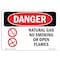 Signmission OSHA Danger Sign, 18" Height, 24" Width, Aluminum, Natural Gas No Smoking Or Open Flames, Landscape OS-DS-A-1824-L-1454 - alternate 1